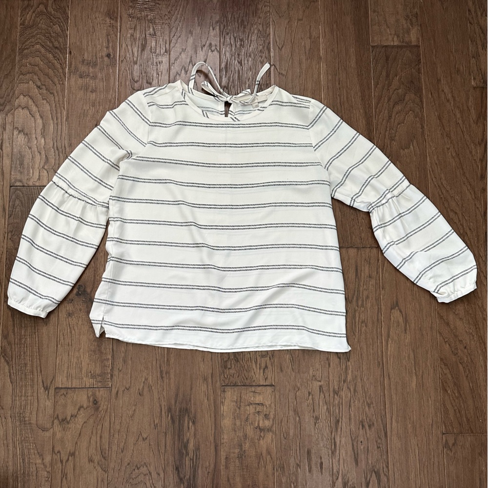 Loft blouse black and white striped size large